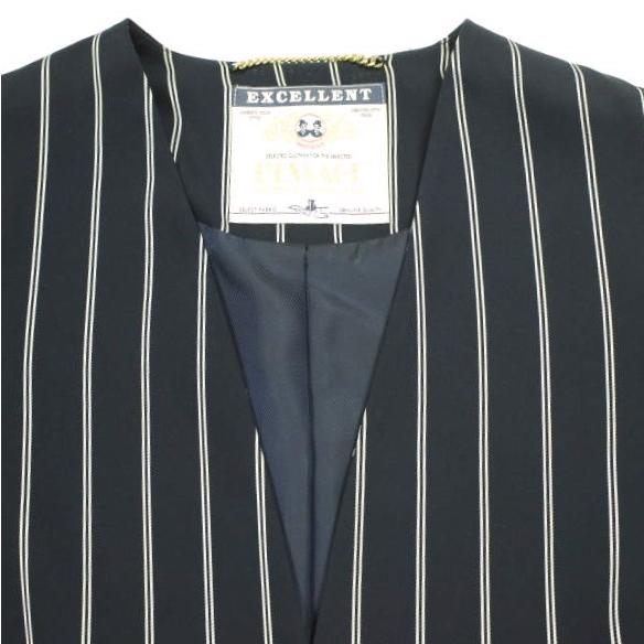 JOURNAL STANDARD L'ESSAGE ジャーナルスタンダード 日本製 ストライプノーカラージャケット ドッレープダブルクロスジャケット NAVY/WHITE |  | 03