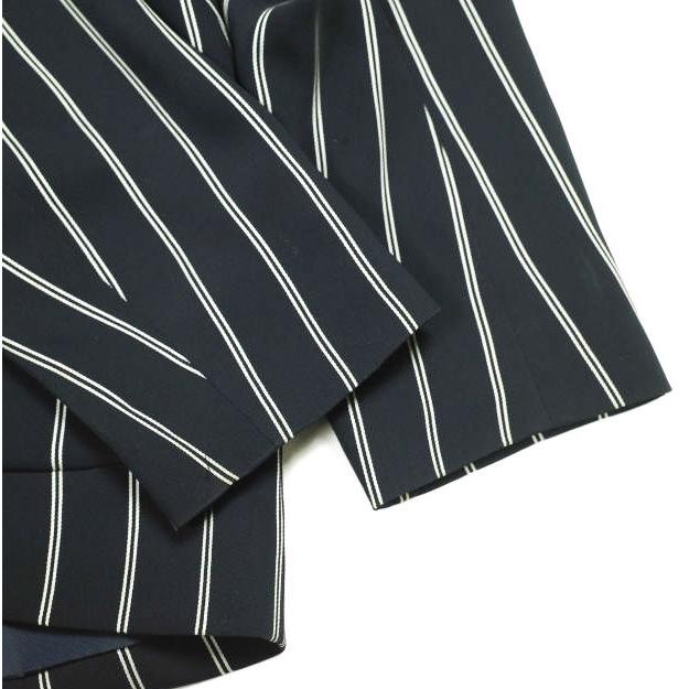 JOURNAL STANDARD L'ESSAGE ジャーナルスタンダード 日本製 ストライプノーカラージャケット ドッレープダブルクロスジャケット NAVY/WHITE |  | 05