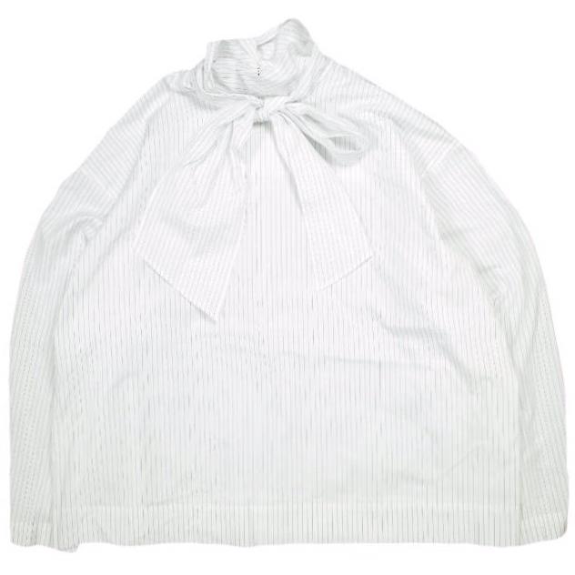 UNITED ARROWS ユナイテッドアローズ 25SS 日本製 ビッグリボンボウタイブラウス 1521-215-1505 38 WHITE/NAVY STRIPE 長袖 シャツ g23489 | 