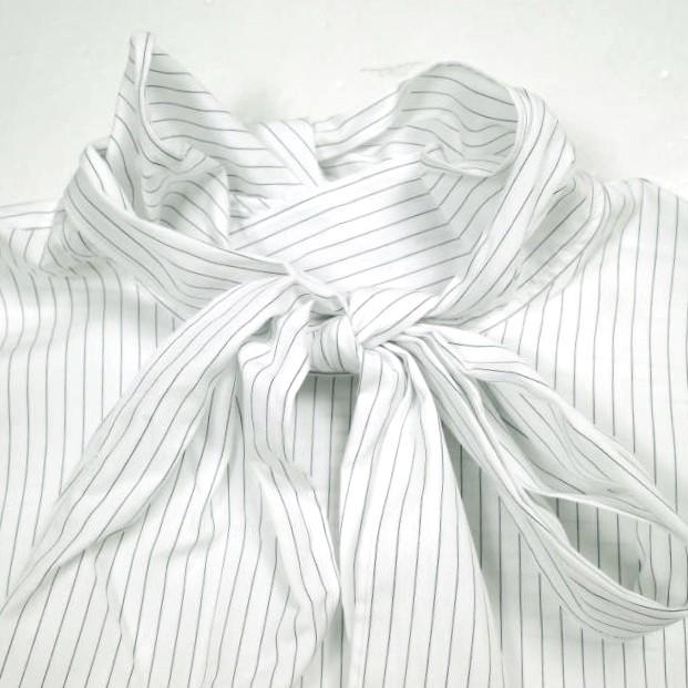 UNITED ARROWS ユナイテッドアローズ 25SS 日本製 ビッグリボンボウタイブラウス 1521-215-1505 38 WHITE/NAVY STRIPE 長袖 シャツ g23489 |  | 05