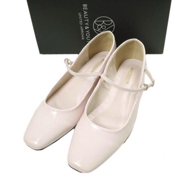BEAUTY＆YOUTH UNITED ARROWS ビューティーアンドユース 25SS エナメルライク ストラップ バレエシューズ 1831-699-8634 24.5cm LT.PINK | 