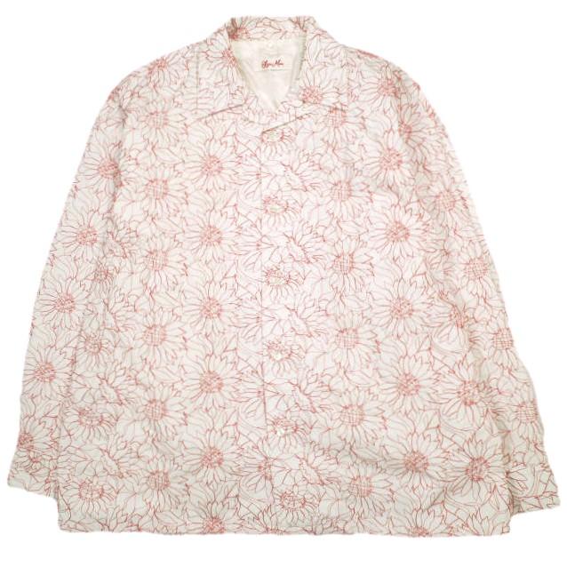 SYUMAN. シュウマン 23SS 日本製 Sunflower Open Collar Shirts ひまわり刺繍 オープンカラーシャツ AD23ss-06 1 WHITE/RED 定価55,000円 | 