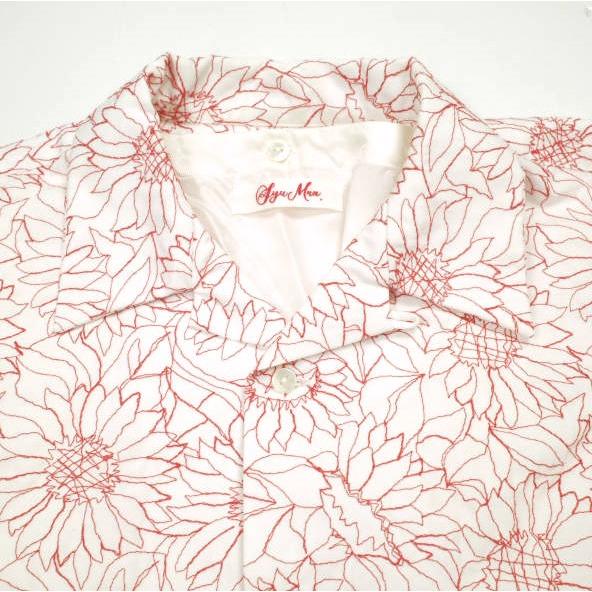 SYUMAN. シュウマン 23SS 日本製 Sunflower Open Collar Shirts ひまわり刺繍 オープンカラーシャツ AD23ss-06 1 WHITE/RED 定価55,000円 |  | 03