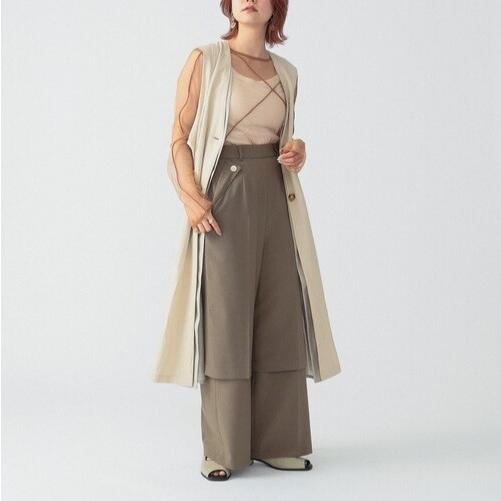 RBS Ray BEAMS アールビーエス レイビームス 24SS レイヤードパンツ 61-23-1088-462 0 MOCHA ワイド スラックス ボトムス g23542 |  | 02