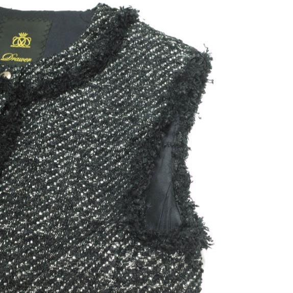 Drawer ドゥロワー 24AW 日本製 FALL1 ツイードフリンジジレ 6522-299-0889 36 Black ジレ ベスト 定価121,000円 トップス g23658 |  | 04