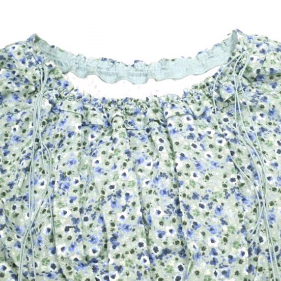 Drawer ドゥロワー 24SS 日本製 PRE2 フラワープリントリボンワンピース 6526-299-1463 36 Blue 花柄 ノースリーブ ドレス 定価160,600円 |  | 04