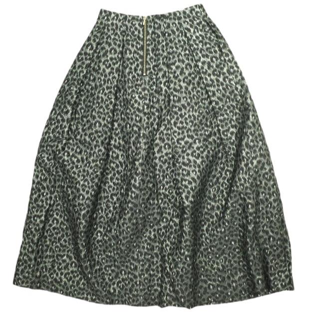 Drawer ドゥロワー 22AW 日本製 FALL1 レオパードジャカードタックスカート 6524-299-1664 36 BLACK 定価96,800円 ロング フレア ラメ |  | 01