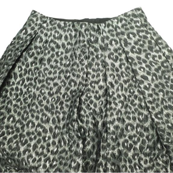 Drawer ドゥロワー 22AW 日本製 FALL1 レオパードジャカードタックスカート 6524-299-1664 36 BLACK 定価96,800円 ロング フレア ラメ |  | 03