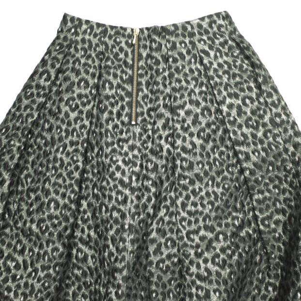 Drawer ドゥロワー 22AW 日本製 FALL1 レオパードジャカードタックスカート 6524-299-1664 36 BLACK 定価96,800円 ロング フレア ラメ |  | 04