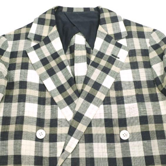 Drawer ドゥロワー 日本製 Loro Piana ネイビータータンテーラードジャケット 6522-299-0567 36 NAVY/BEIGE チェック ダブル 定価154,000円 |  | 02