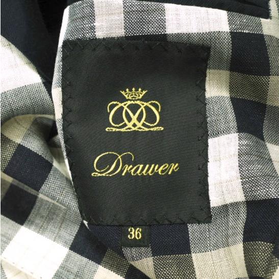 Drawer ドゥロワー 日本製 Loro Piana ネイビータータンテーラードジャケット 6522-299-0567 36 NAVY/BEIGE チェック ダブル 定価154,000円 |  | 06