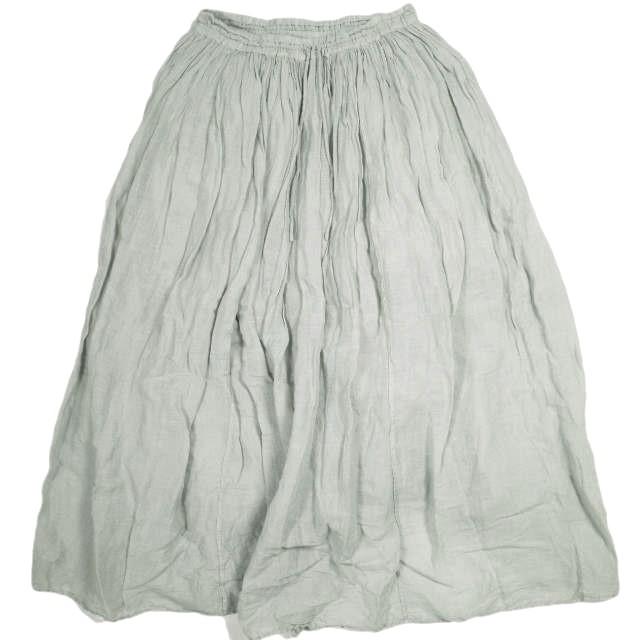 maison de soil メゾンドソイル インド製 コットンリネンギャザースカート 2 グレー ロング イージー ボトムス g23851 | 