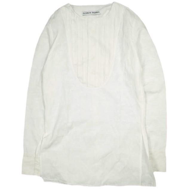 OLUBIYI THOMAS オルヴィトーマス Pleated Bib Shirt ヴィンテージファブリックジャガードプリーツシャツ 2 Off-White ロング プルオーバー | 