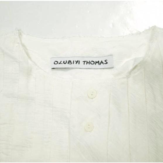 OLUBIYI THOMAS オルヴィトーマス Pleated Bib Shirt ヴィンテージファブリックジャガードプリーツシャツ 2 Off-White ロング プルオーバー |  | 04
