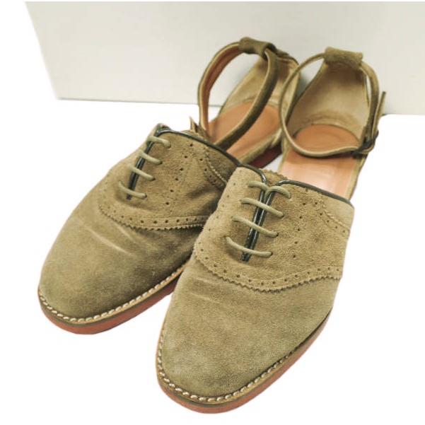 PLUSON SHOE SUPPLY プラソンシューサプライ アンクルストラップ スエードレザーシューズ 37(23.5cm) Brown FOR LADIES 革靴 サンダル | 