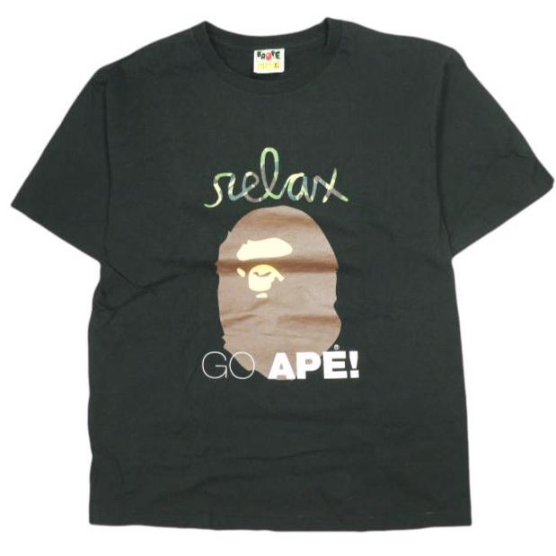 A BATHING APE x Relax Magazine ア ベイシング エイプ リラックス 別注 日本製 PARCO Shibuya限定 Tシャツ XL BLACK 半袖 BAPE トップス | 