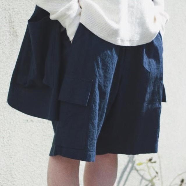 Neweye ニューアイ 22SS Garden S/S Shorts リネンコットン ガーデンショーツ NE22S006 NAVY イージー カーゴ ショートパンツ UI PRODUCT |  | 02