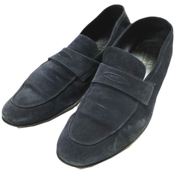 DOUCAL'S デュカルス イタリア製 スエードペニーローファー 42(27cm) ネイビー コイン シューズ g23955 | 