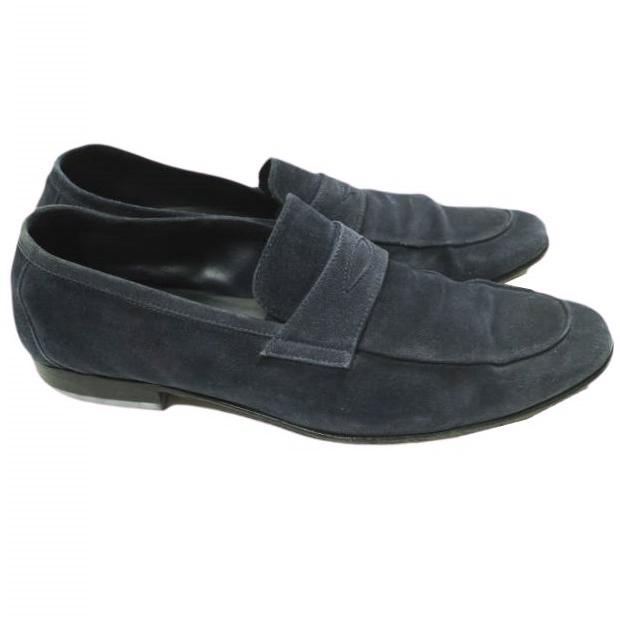 DOUCAL'S デュカルス イタリア製 スエードペニーローファー 42(27cm) ネイビー コイン シューズ g23955 |  | 02