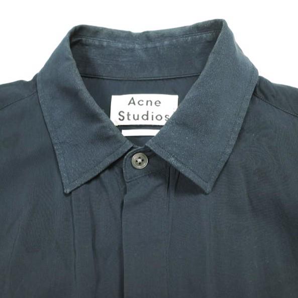 Acne Studios アクネストゥディオズ SILVIO TECH SHIRT 比翼フロント レーヨンシャツ 44 Dark Navy 長袖 トップス g23956 |  | 04