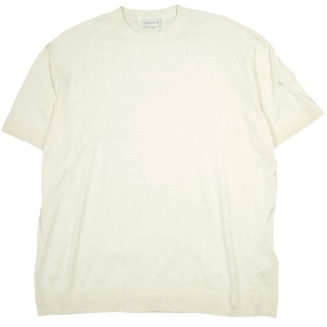 MONCLER モンクレール 25SS スリーブアイコン ハイゲージ シルクコットンショートスリーブ ニット K10919C00011 M6329 L CREAM セーター | 