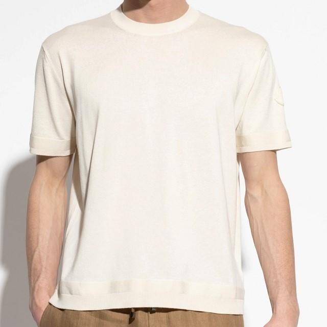 MONCLER モンクレール 25SS スリーブアイコン ハイゲージ シルクコットンショートスリーブ ニット K10919C00011 M6329 L CREAM セーター |  | 02