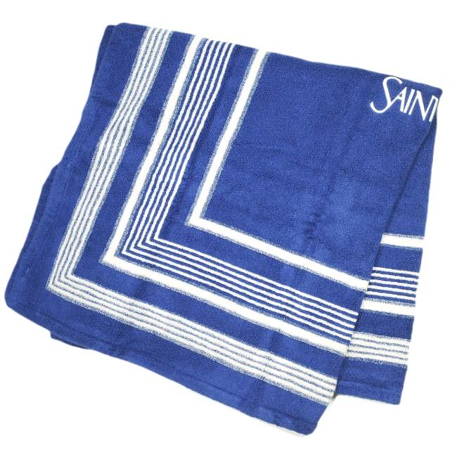 新品 SAINT LAURENT サンローラン BEACH TOWEL SQUARED ロゴ ビーチタオル 802295 YCL36 CAPRI BLUE 大判サイズ バスタオル 定価44,000円 |  | 01
