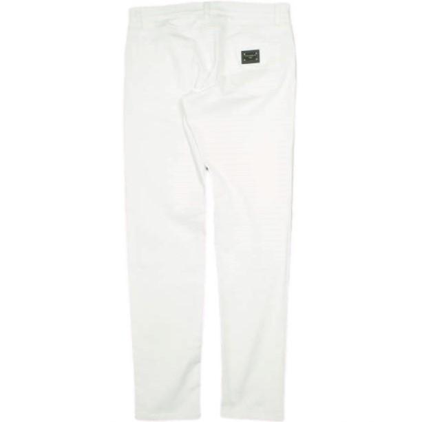 DOLCE＆GABBANA ドルチェアンドガッバーナ ロゴプレート付き ホワイトスリムデニムパンツ GY07CD / G8JR8 48 WHITE スキニー ジーンズ |  | 01