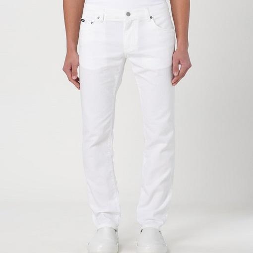DOLCE＆GABBANA ドルチェアンドガッバーナ ロゴプレート付き ホワイトスリムデニムパンツ GY07CD / G8JR8 48 WHITE スキニー ジーンズ |  | 02