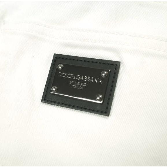 DOLCE＆GABBANA ドルチェアンドガッバーナ ロゴプレート付き ホワイトスリムデニムパンツ GY07CD / G8JR8 48 WHITE スキニー ジーンズ |  | 07
