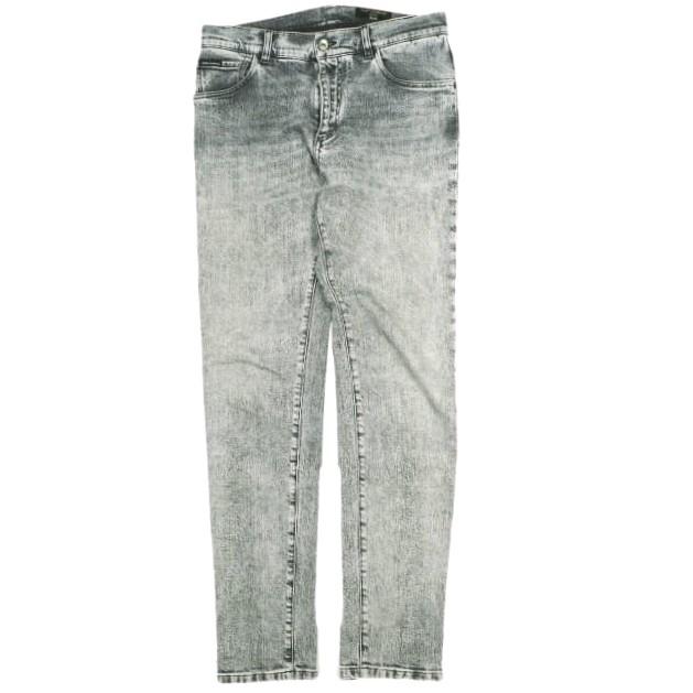 DOLCE＆GABBANA ドルチェアンドガッバーナ イタリア製 ロゴプレート付き スリムデニムパンツ 48 GRAY ローライズ スキニー ジーンズ | 