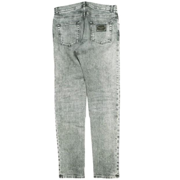 DOLCE＆GABBANA ドルチェアンドガッバーナ イタリア製 ロゴプレート付き スリムデニムパンツ 48 GRAY ローライズ スキニー ジーンズ |  | 01