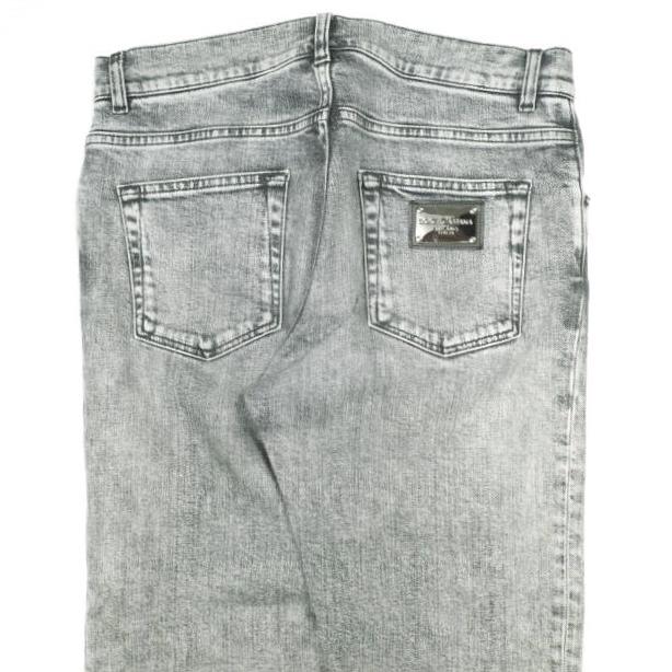 DOLCE＆GABBANA ドルチェアンドガッバーナ イタリア製 ロゴプレート付き スリムデニムパンツ 48 GRAY ローライズ スキニー ジーンズ |  | 05