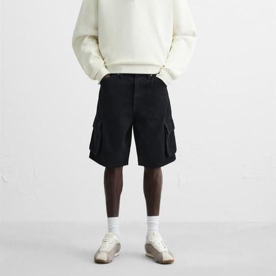 ZARA ザラ DENIM CARGO SHORT ブラックデニムカーゴショーツ 4806/418/406 40 BLACK ショートパンツ ボトムス g24026 |  | 02