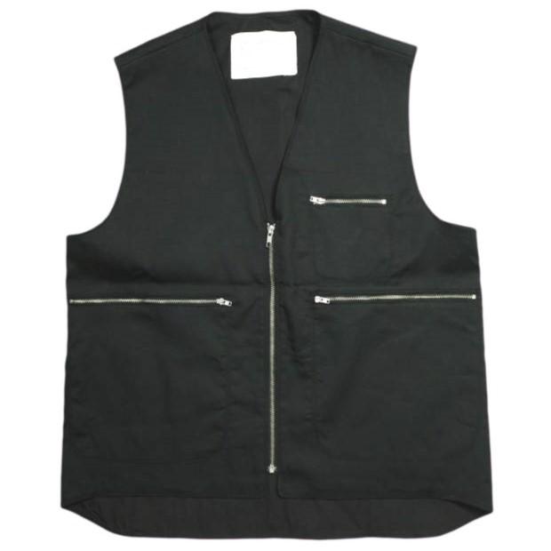 CAMIEL FORTGENS カミエル フォートヘンス フランス製 ZIP VEST WATER REPELLENT COTTON 撥水コットン ジップベスト M BLACK ジレ g24035 | 