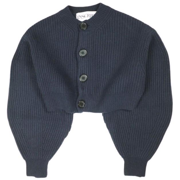 INSCRIRE アンスクリア 24AW Cropped cardigan ローゲージウールクロップドカーディガン I24AW-K11 Free NAVY ニット トップス g24132 | 