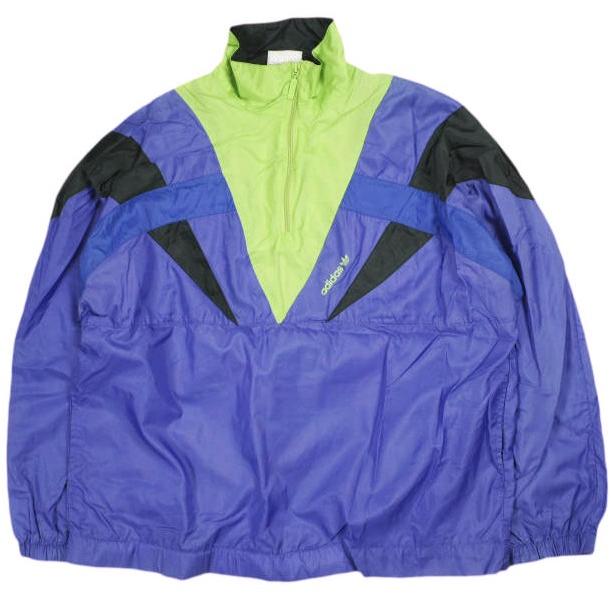 adidas アディダス 00s ナイロンハーフジップジャケット L程度 パープル ヴィンテージ プルオーバー ウインドブレーカー アウター g24156 | 