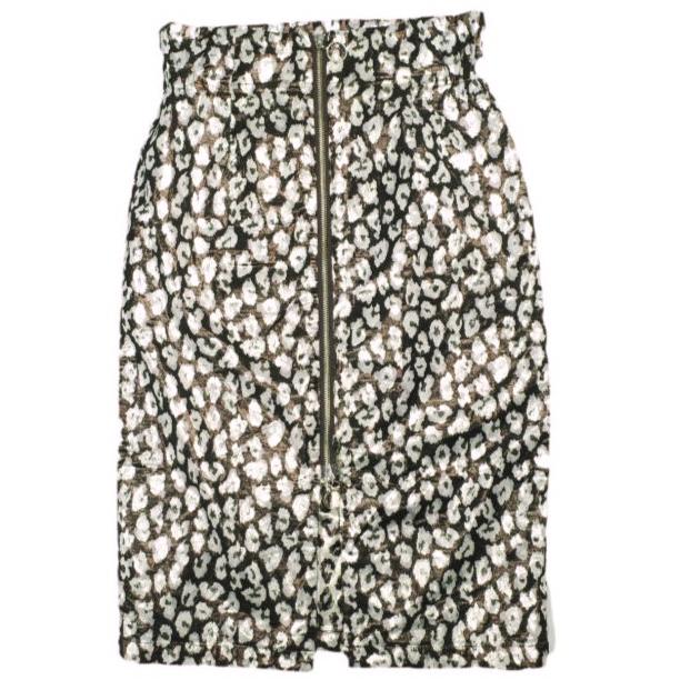 PHEENY フィーニー 日本製 Leopard Jacquared Font Zip Skirt レオパードラメスカート PA17-SK03 2 BROWN ボトムス g24163 | 