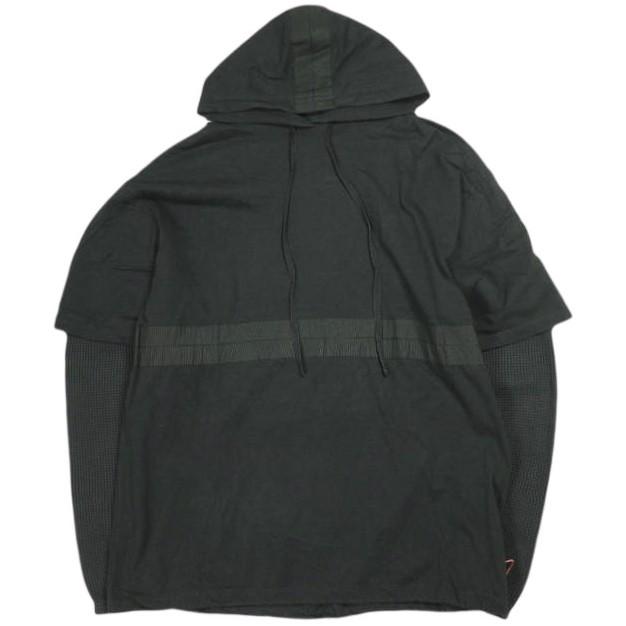 UNRAVEL PROJECT アンレーベルプロジェクト JERSEY DRAWSTRING HOODIE ワッフルレイヤード プルオーバーパーカー S ブラック BEN TAVERNITI | 