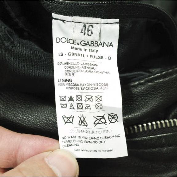 DOLCE＆GABBANA ドルチェアンドガッバーナ イタリア製 ラムスキン レザージャケット G9N91L / FULS8 46 ブラック シングルライダース |  | 06