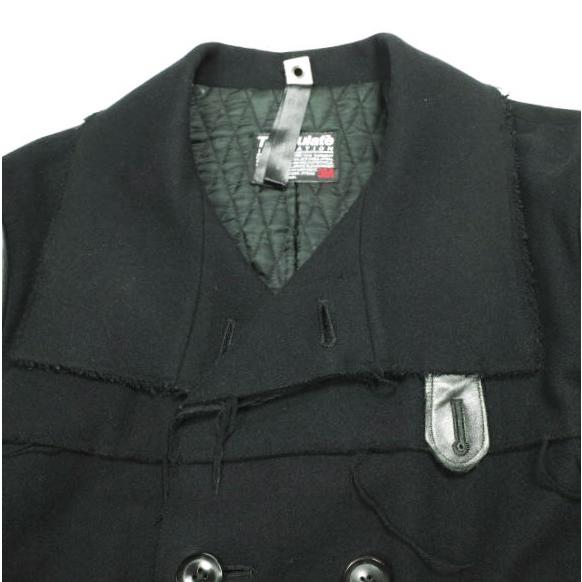 wjk ダブルジェイケイ 日本製 STAND P-COAT 袖レザー スタンドカラーメルトンピーコート wl48oa L BLACK 定価97,200円 シンサレート 中綿 |  | 03