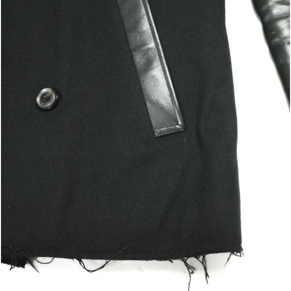 wjk ダブルジェイケイ 日本製 STAND P-COAT 袖レザー スタンドカラーメルトンピーコート wl48oa L BLACK 定価97,200円 シンサレート 中綿 |  | 04