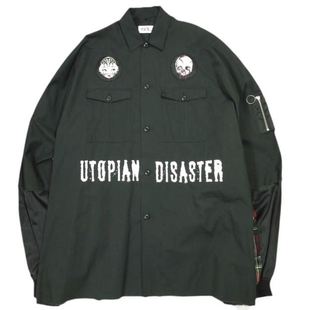 KIDILL キディル 22SS 日本製 Military Jacket Artwork by TREVOR BROWN オーバーサイズ ミリタリーシャツジャケット KL575 Free BLACK |  | 01