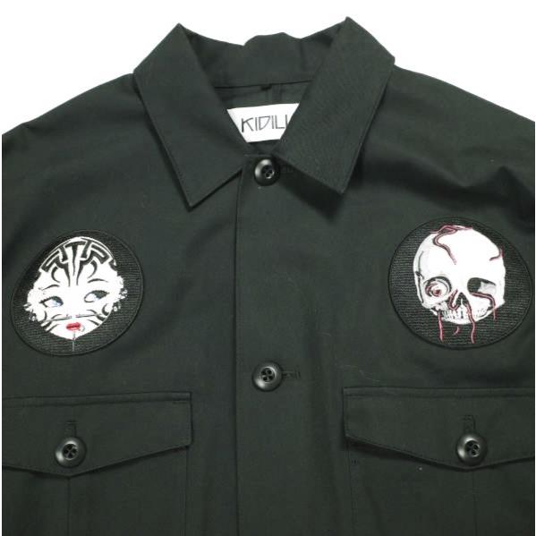 KIDILL キディル 22SS 日本製 Military Jacket Artwork by TREVOR BROWN オーバーサイズ ミリタリーシャツジャケット KL575 Free BLACK |  | 03