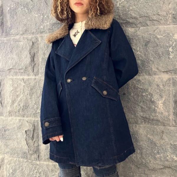 HYSTERIC GLAMOUR ヒステリックグラマー 日本製 ファーカラーAラインデニムコート 01223AC03 Free Indigo Blue ボア アウター g24312 |  | 02