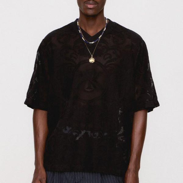 KITH NYC キスニューヨークシティ 25SS Lace Warm Up Shirt レースウォームアップシャツ M BLACK 半袖 ペイズリー Tシャツ ジャージー |  | 02