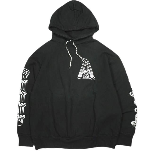 Aries アリーズ イタリア製 Hercules Hoodie ヘラクレス 裏起毛 スウェットプルオーバーパーカー SOAR20200.301.303 XL ブラック トップス | 