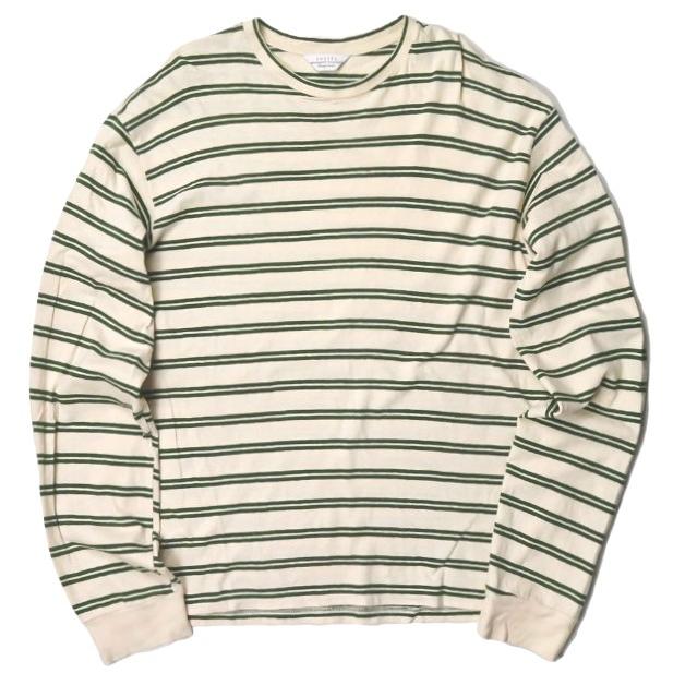 UNUSED アンユーズド 日本製 long-sleeve border t-shirt ロングスリーブボーダークルーネックTシャツ US1385 3 BEIGE/GREEN 長袖 トップス | 