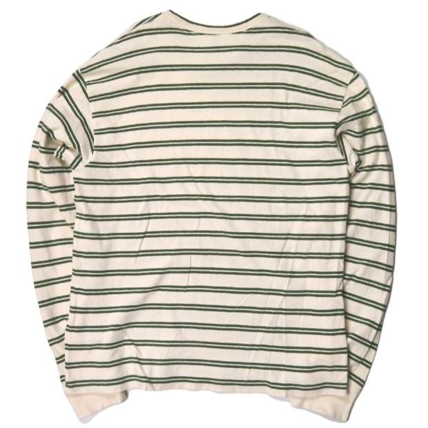 UNUSED アンユーズド 日本製 long-sleeve border t-shirt ロングスリーブボーダークルーネックTシャツ US1385 3 BEIGE/GREEN 長袖 トップス |  | 01