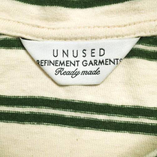 UNUSED アンユーズド 日本製 long-sleeve border t-shirt ロングスリーブボーダークルーネックTシャツ US1385 3 BEIGE/GREEN 長袖 トップス |  | 02
